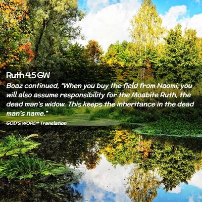 Picture 02 - Ruth 4:5 GW - Boaz continued, “When you buy the field from - Bible Verse Picture
