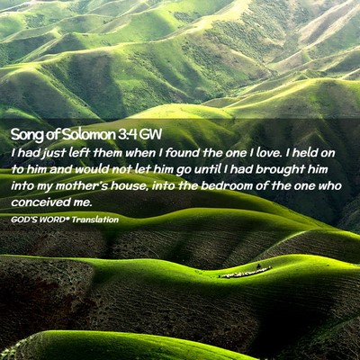 Picture 02 - Song of Solomon 3:4 GW - I had just left them when I found the one I love. - Bible Verse Picture