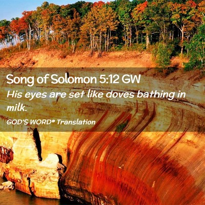 Picture 02 - Song of Solomon 5:12 GW - His eyes are set like doves bathing in - Bible Verse Picture