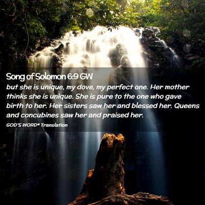 Picture 02 - Song of Solomon 6:9 GW - but she is unique, my dove, my perfect one. Her - Bible Verse Picture