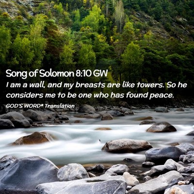Picture 02 - Song of Solomon 8:10 GW - I am a wall, and my breasts are like towers. So - Bible Verse Picture