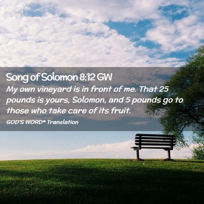 Picture 02 - Song of Solomon 8:12 GW - My own vineyard is in front of me. That 25 pounds - Bible Verse Picture