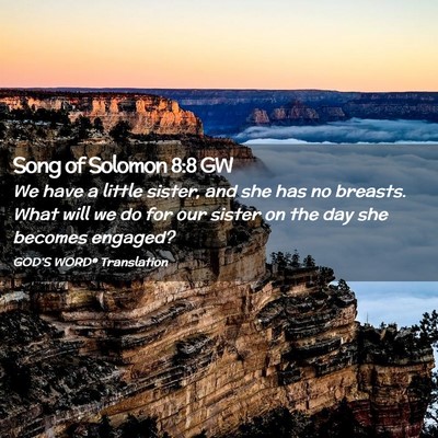 Picture 02 - Song of Solomon 8:8 GW - We have a little sister, and she has no breasts. - Bible Verse Picture