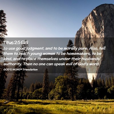 Picture 02 - Titus 2:5 GW - to use good judgment, and to be morally pure. - Bible Verse Picture
