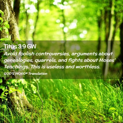 Picture 02 - Titus 3:9 GW - Avoid foolish controversies, arguments about - Bible Verse Picture
