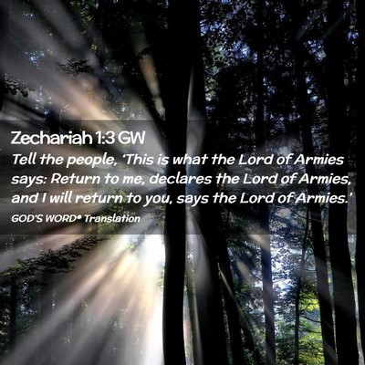 Picture 02 - Zechariah 1:3 GW - Tell the people, ‘This is what the Lord of - Bible Verse Picture