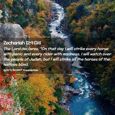 Picture 02 - Zechariah 12:4 GW - The Lord declares, “On that day I will strike - Bible Verse Picture