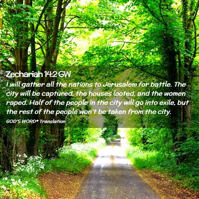Picture 02 - Zechariah 14:2 GW - I will gather all the nations to Jerusalem for - Bible Verse Picture