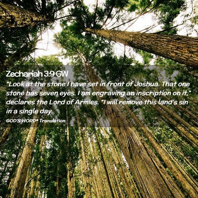 Picture 02 - Zechariah 3:9 GW - “Look at the stone I have set in front of - Bible Verse Picture