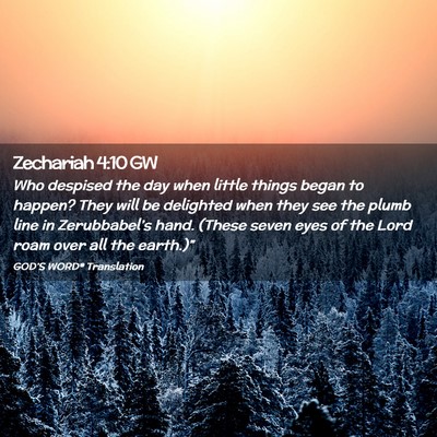 Picture 02 - Zechariah 4:10 GW - Who despised the day when little things began to - Bible Verse Picture