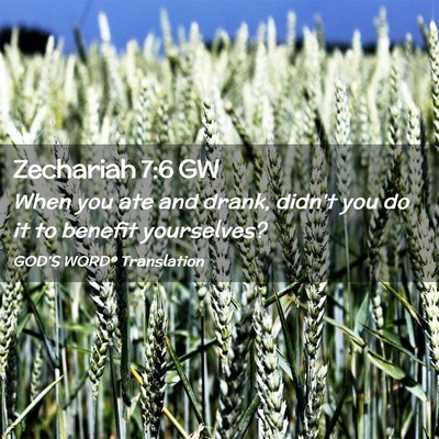 Picture 02 - Zechariah 7:6 GW - When you ate and drank, didn’t you do it to - Bible Verse Picture