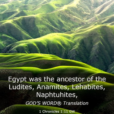 Picture 03 - 1 Chronicles 1:11 GW - Egypt was the ancestor of the Ludites, Anamites, - Bible Verse Picture