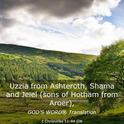 Picture 03 - 1 Chronicles 11:44 GW - Uzzia from Ashteroth, Shama and Jeiel (sons of - Bible Verse Picture