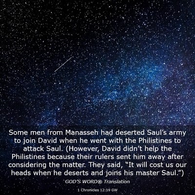 Picture 03 - 1 Chronicles 12:19 GW - Some men from Manasseh had deserted Saul’s army - Bible Verse Picture