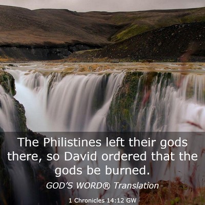 Picture 03 - 1 Chronicles 14:12 GW - The Philistines left their gods there, so David - Bible Verse Picture