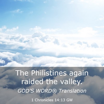 Picture 03 - 1 Chronicles 14:13 GW - The Philistines again raided the - Bible Verse Picture