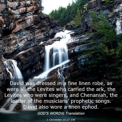 Picture 03 - 1 Chronicles 15:27 GW - David was dressed in a fine linen robe, as were - Bible Verse Picture