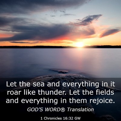 Picture 03 - 1 Chronicles 16:32 GW - Let the sea and everything in it roar like - Bible Verse Picture