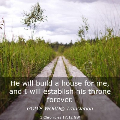 Picture 03 - 1 Chronicles 17:12 GW - He will build a house for me, and I will - Bible Verse Picture