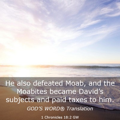 Picture 03 - 1 Chronicles 18:2 GW - He also defeated Moab, and the Moabites became - Bible Verse Picture