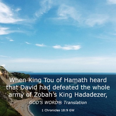 Picture 03 - 1 Chronicles 18:9 GW - When King Tou of Hamath heard that David had - Bible Verse Picture