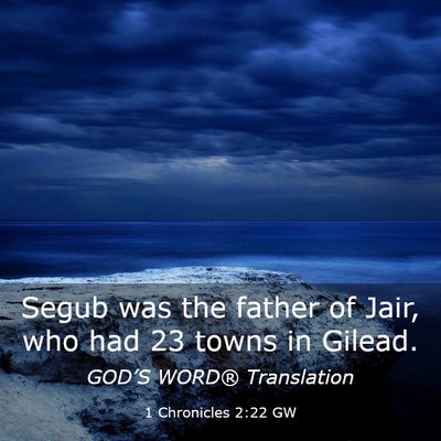 Picture 03 - 1 Chronicles 2:22 GW - Segub was the father of Jair, who had 23 towns in - Bible Verse Picture