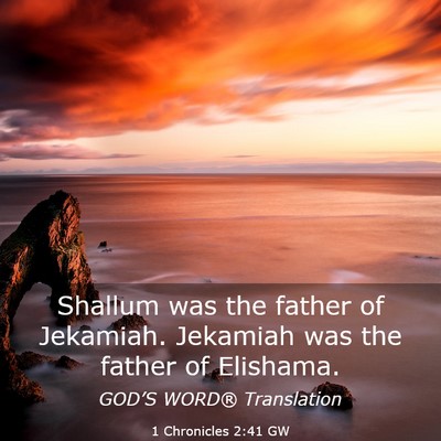 Picture 03 - 1 Chronicles 2:41 GW - Shallum was the father of Jekamiah. Jekamiah was - Bible Verse Picture