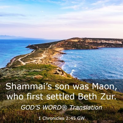 Picture 03 - 1 Chronicles 2:45 GW - Shammai’s son was Maon, who first settled Beth - Bible Verse Picture