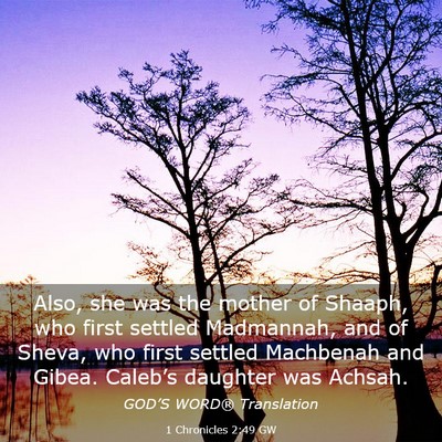 Picture 03 - 1 Chronicles 2:49 GW - Also, she was the mother of Shaaph, who first - Bible Verse Picture
