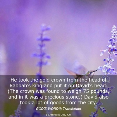Picture 03 - 1 Chronicles 20:2 GW - He took the gold crown from the head of - Bible Verse Picture