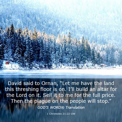 Picture 03 - 1 Chronicles 21:22 GW - David said to Ornan, “Let me have the land this - Bible Verse Picture