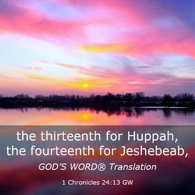 Picture 03 - 1 Chronicles 24:13 GW - the thirteenth for Huppah, the fourteenth for - Bible Verse Picture