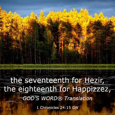 Picture 03 - 1 Chronicles 24:15 GW - the seventeenth for Hezir, the eighteenth for - Bible Verse Picture