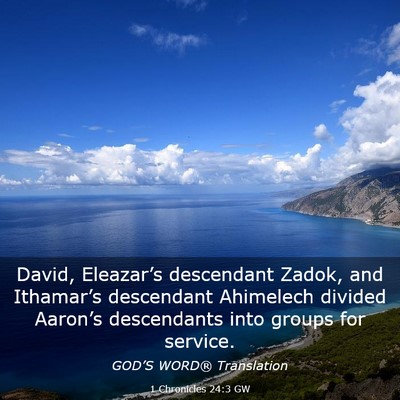 Picture 03 - 1 Chronicles 24:3 GW - David, Eleazar’s descendant Zadok, and - Bible Verse Picture