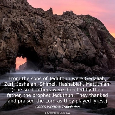Picture 03 - 1 Chronicles 25:3 GW - From the sons of Jeduthun were Gedaliah, Zeri, - Bible Verse Picture