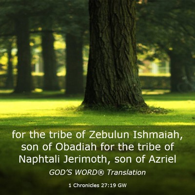 Picture 03 - 1 Chronicles 27:19 GW - for the tribe of Zebulun Ishmaiah, son of Obadiah - Bible Verse Picture