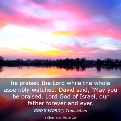 Picture 03 - 1 Chronicles 29:10 GW - he praised the Lord while the whole assembly - Bible Verse Picture