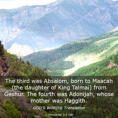 Picture 03 - 1 Chronicles 3:2 GW - The third was Absalom, born to Maacah (the - Bible Verse Picture