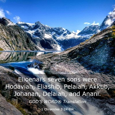 Picture 03 - 1 Chronicles 3:24 GW - Elioenai’s seven sons were Hodaviah, Eliashib, - Bible Verse Picture