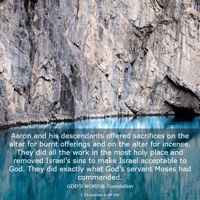 Picture 03 - 1 Chronicles 6:49 GW - Aaron and his descendants offered sacrifices on - Bible Verse Picture