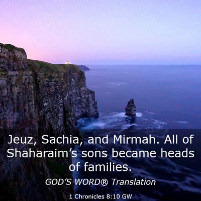 Picture 03 - 1 Chronicles 8:10 GW - Jeuz, Sachia, and Mirmah. All of Shaharaim’s - Bible Verse Picture