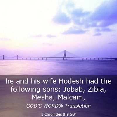 Picture 03 - 1 Chronicles 8:9 GW - he and his wife Hodesh had the following sons: - Bible Verse Picture