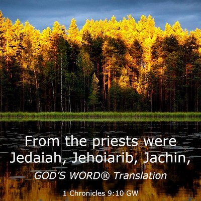Picture 03 - 1 Chronicles 9:10 GW - From the priests were Jedaiah, Jehoiarib, - Bible Verse Picture