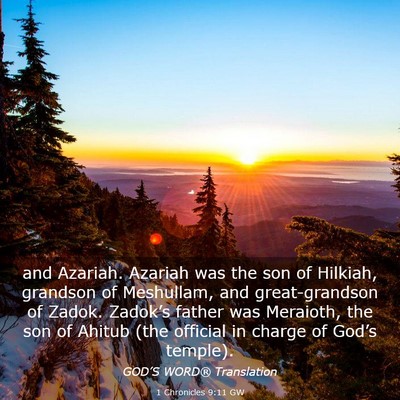 Picture 03 - 1 Chronicles 9:11 GW - and Azariah. Azariah was the son of Hilkiah, - Bible Verse Picture