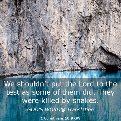 Picture 03 - 1 Corinthians 10:9 GW - We shouldn’t put the Lord to the test as some - Bible Verse Picture