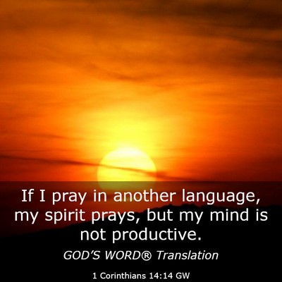 Picture 03 - 1 Corinthians 14:14 GW - If I pray in another language, my spirit prays, - Bible Verse Picture