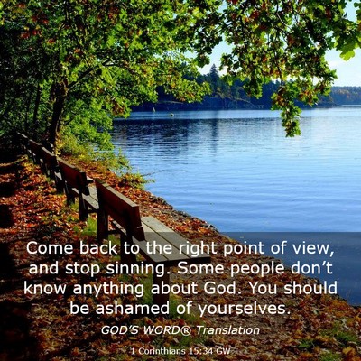 Picture 03 - 1 Corinthians 15:34 GW - Come back to the right point of view, and stop - Bible Verse Picture