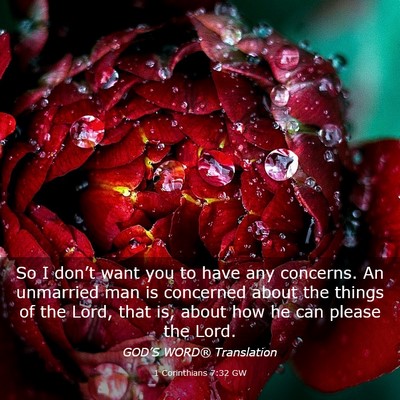 Picture 03 - 1 Corinthians 7:32 GW - So I don’t want you to have any concerns. An - Bible Verse Picture
