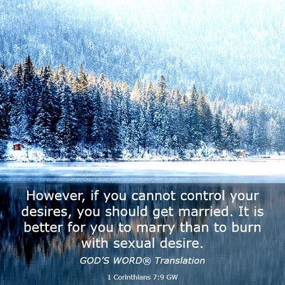 Picture 03 - 1 Corinthians 7:9 GW - However, if you cannot control your desires, you - Bible Verse Picture