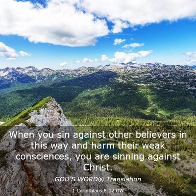 Picture 03 - 1 Corinthians 8:12 GW - When you sin against other believers in this way - Bible Verse Picture